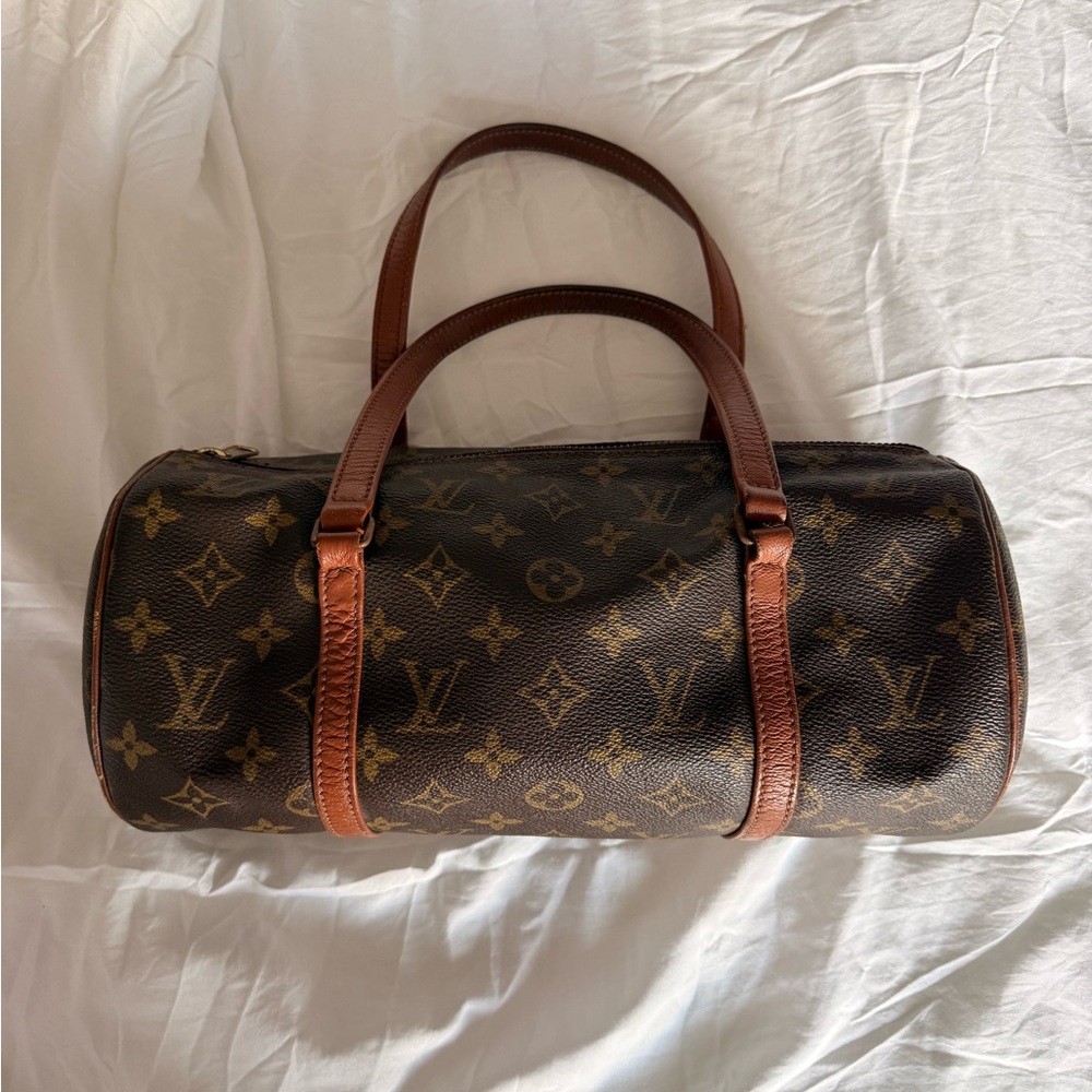 Vintage Louis Vuitton Brown Monogram Papillon 26 Round Handbag